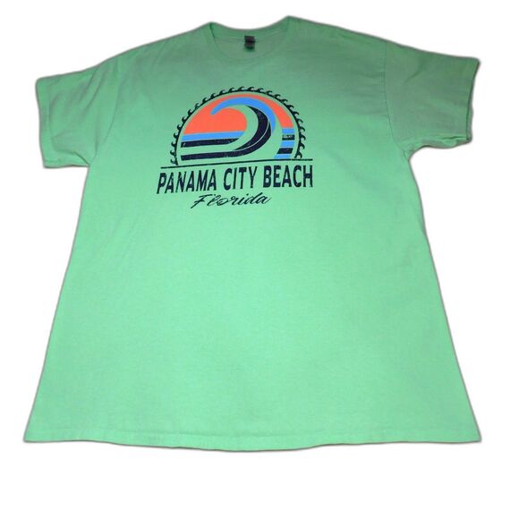 Men's Panama City Beach Florida T Shirt Sz. XL Gildan All Cotton Lt. Green - Picture 4 of 6